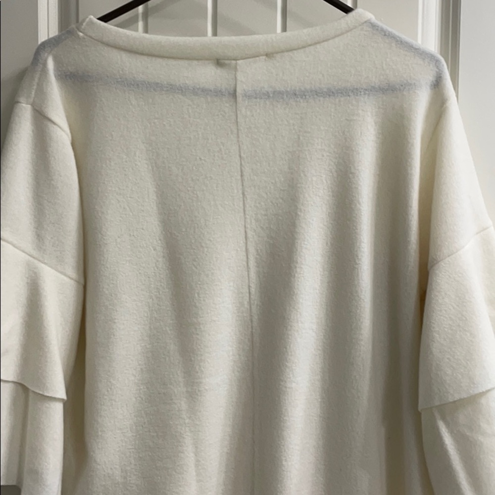 Beautiful Cream Sweater With Flutter Sleeves - image 3